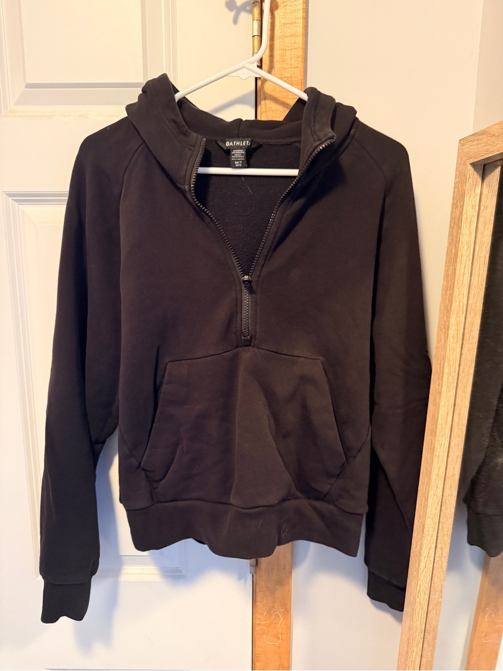 Athleta Forever Fleece  Half-Zip Hoodie Sweatshirt - Black